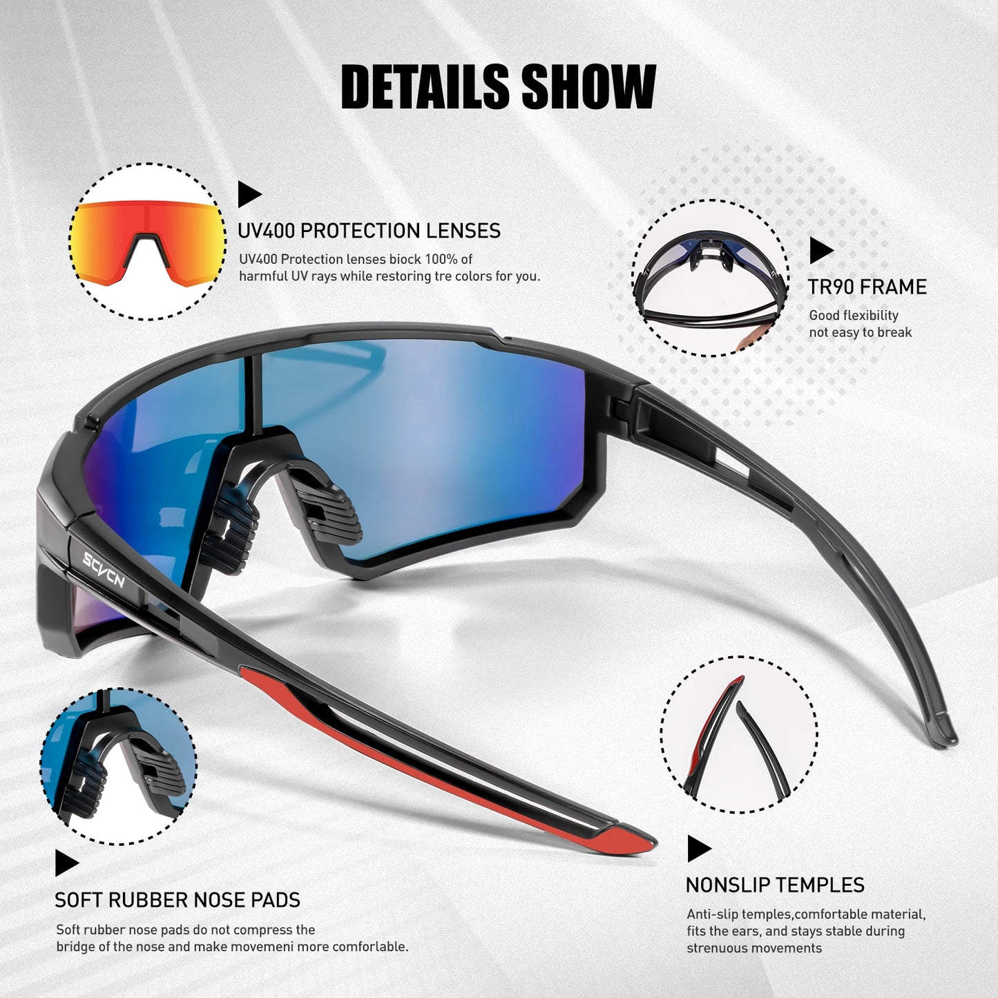 SCVCN™ VelocityShield Trio – 3-Pack UV400 Pro Cycling Sunglasses