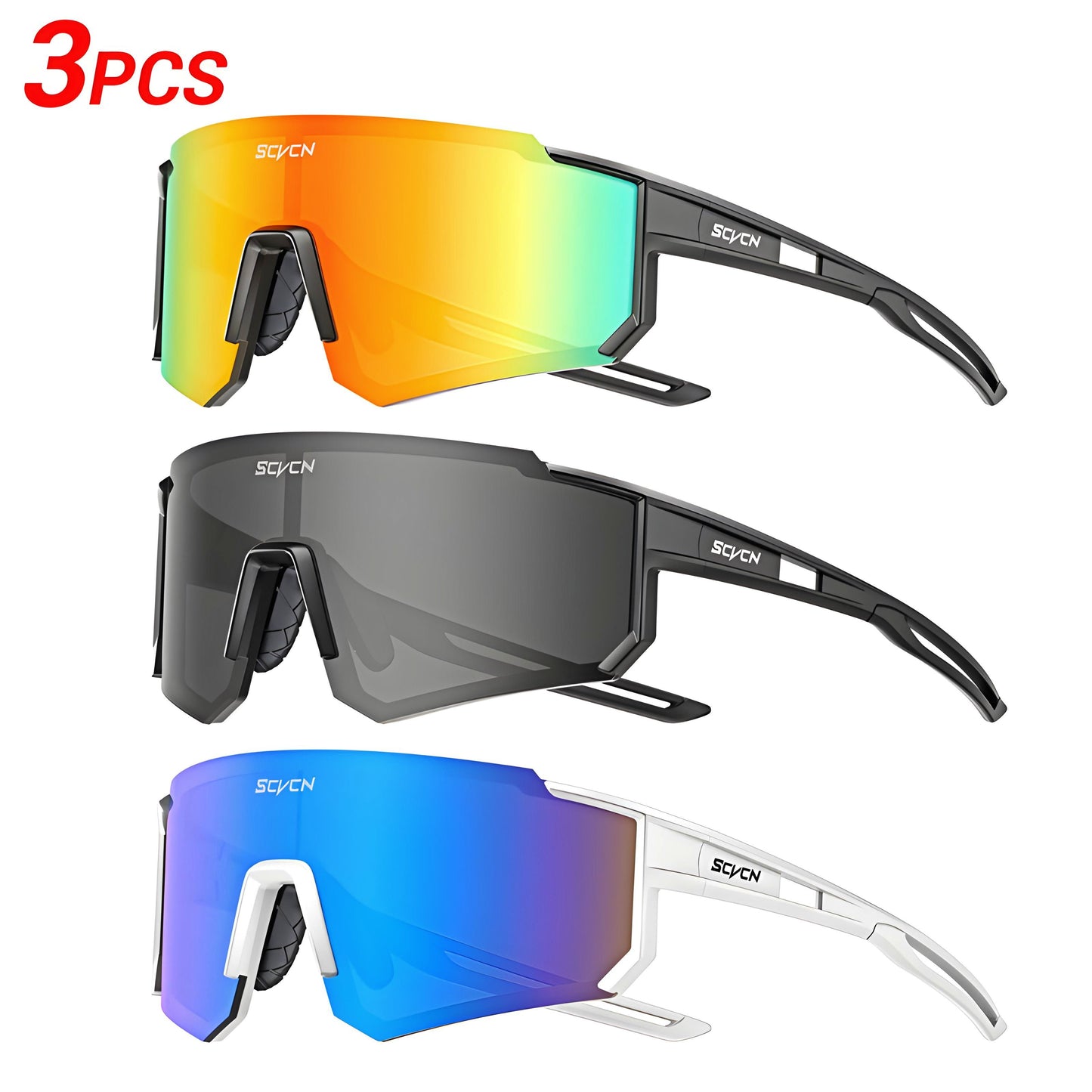 SCVCN™ VelocityShield Trio – 3-Pack UV400 Pro Cycling Sunglasses