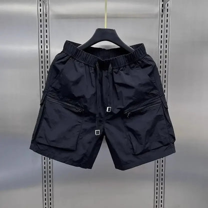 Men’s Retro Cargo Shorts – Multi-Pocket Drawstring Summer Wear
