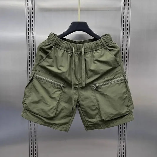 Men’s Retro Cargo Shorts – Multi-Pocket Drawstring Summer Wear