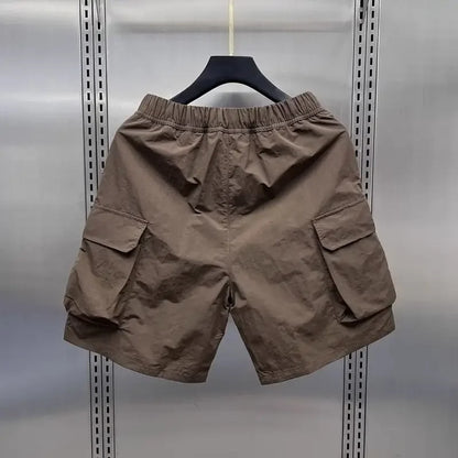 Men’s Retro Cargo Shorts – Multi-Pocket Drawstring Summer Wear