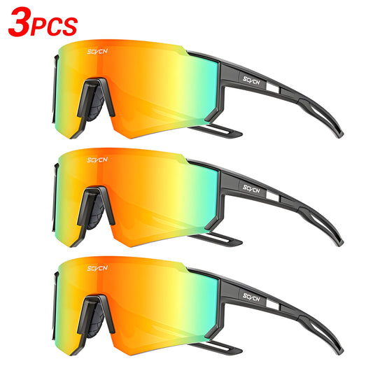 SCVCN™ VelocityShield Trio – 3-Pack UV400 Pro Cycling Sunglasses